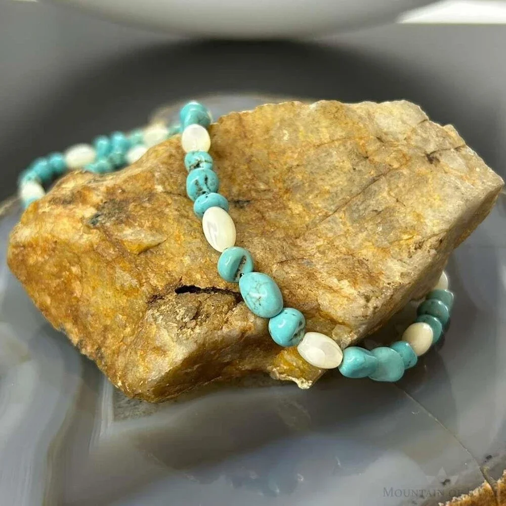 Sterling Silver 5-10mm Turquoise & 8mm MOP Beads 20